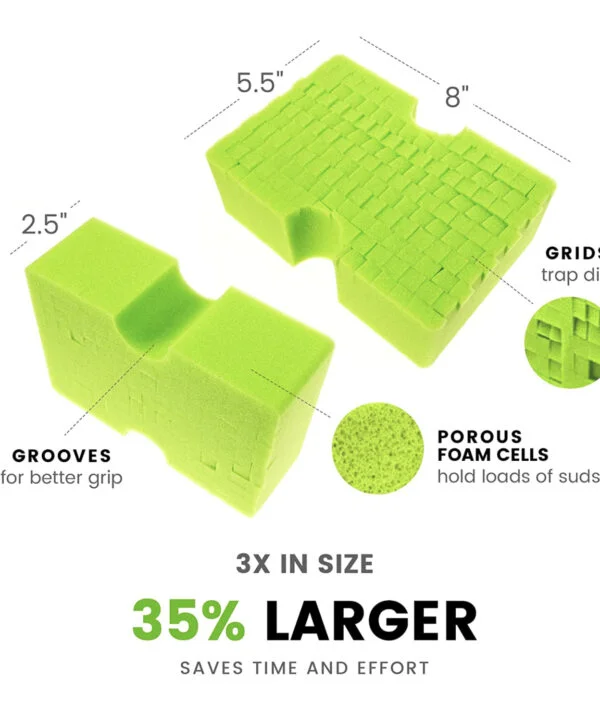 BIG Green Sponge (8"L,  5.5"W, 2.5"T) - Imagen 2